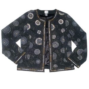 Chico’s Beaded Embroidered Medallion Jacket Blazer Size 1